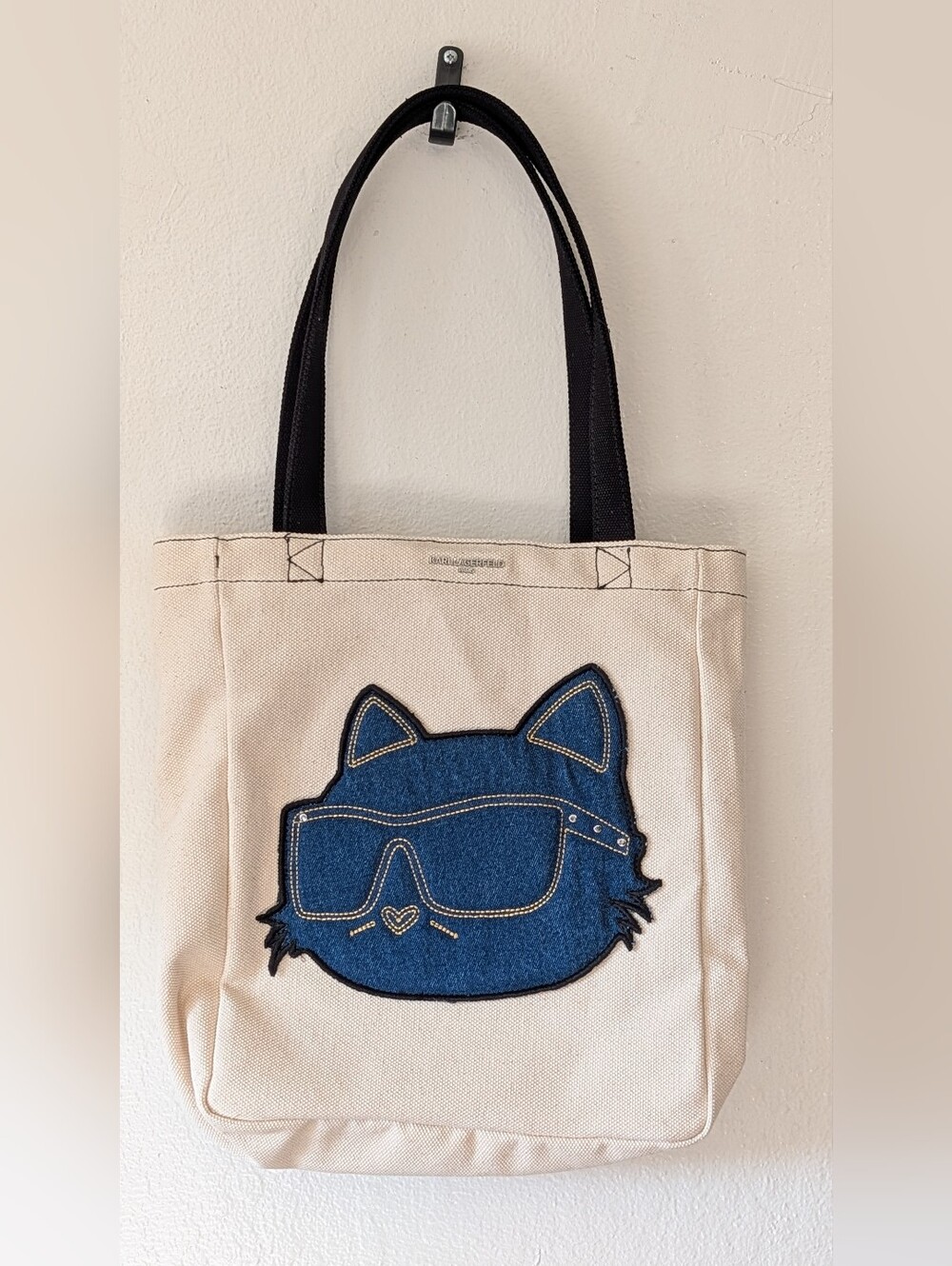 Karl Lagerfeld Soft White Canvas Tote with Black Tag
